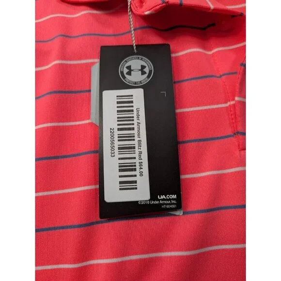 Under Armour Polo Shirt Mens Medium Performance Stripe 2.0 Golf Stretch - Picture 4 of 16
